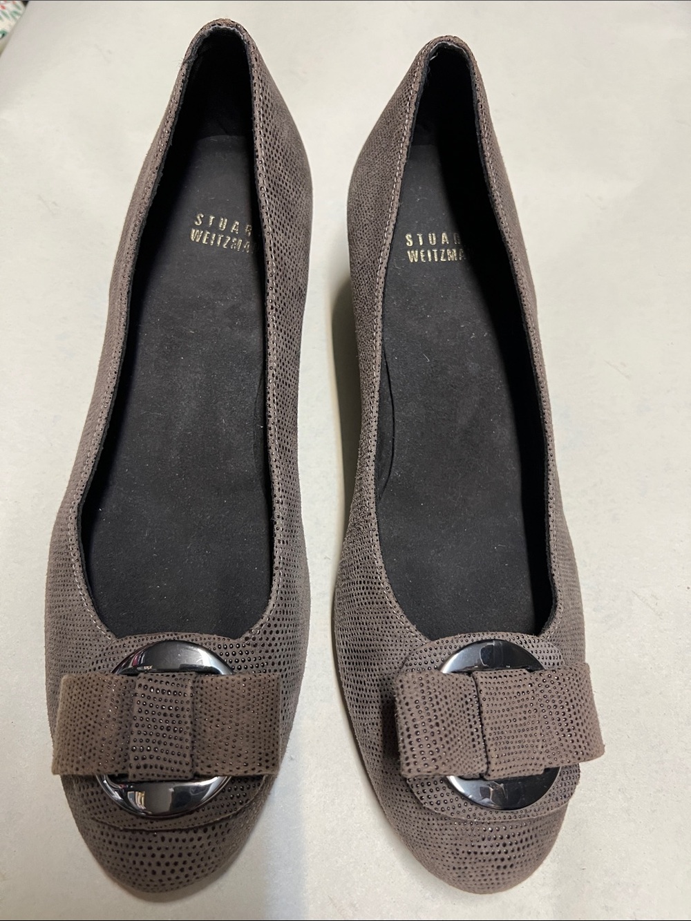 Stuart Weitzman Proper Goosebumps Bow Brown Pumps Wedges Women’s Size 8